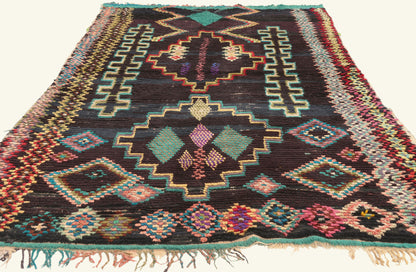 4 x 7 - Black Vintage Azilal Moroccan Rug - 22058