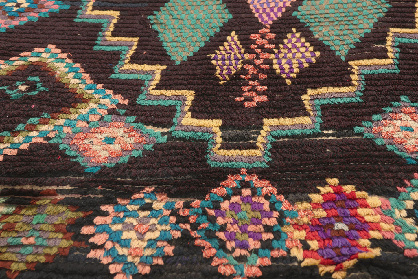 4 x 7 - Black Vintage Azilal Moroccan Rug - 22058
