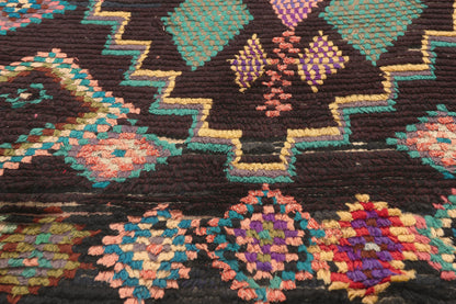 4 x 7 - Black Vintage Azilal Moroccan Rug - 22058