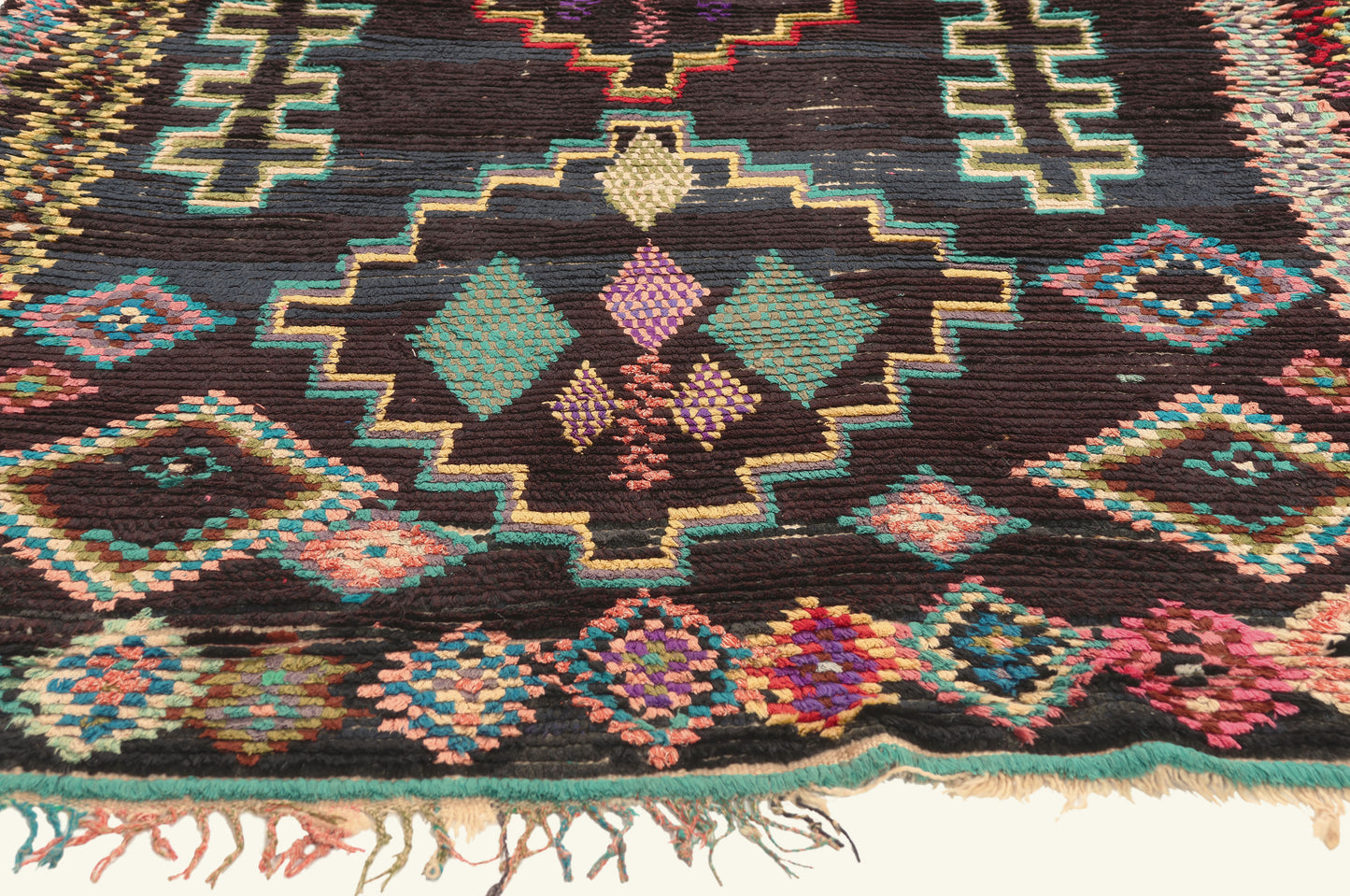 4 x 7 - Black Vintage Azilal Moroccan Rug - 22058