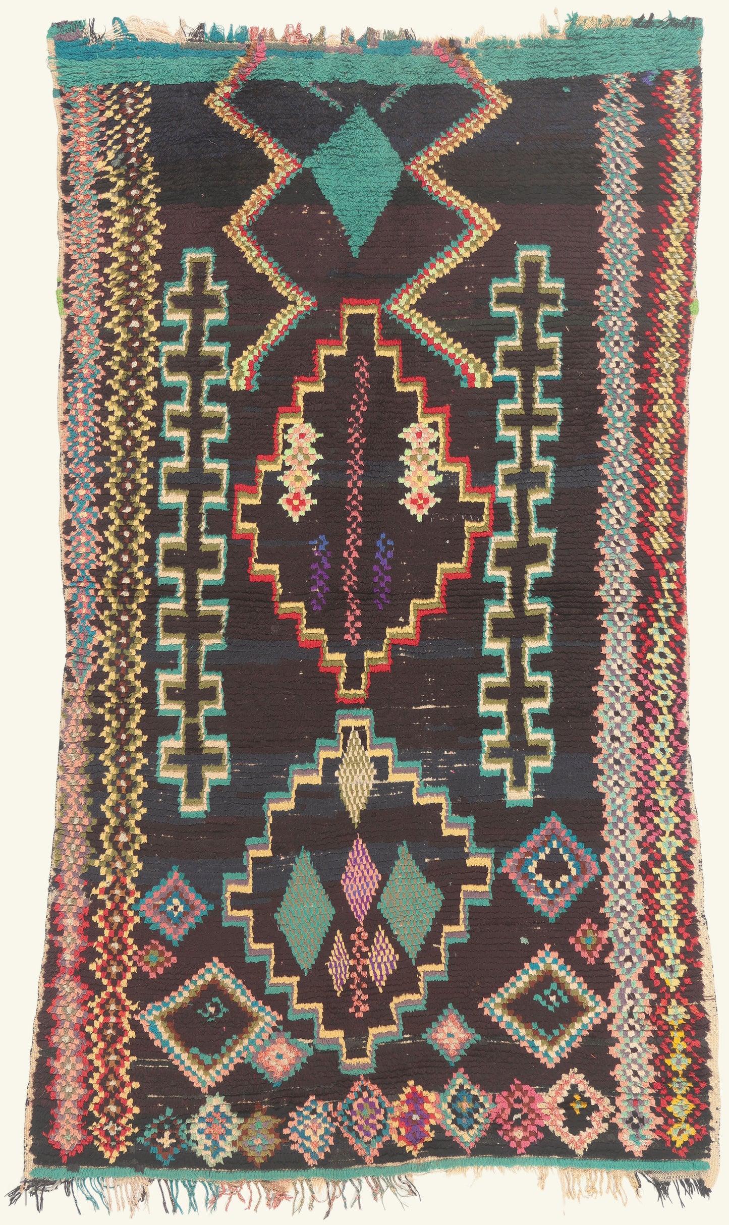 4 x 7 - Black Vintage Azilal Moroccan Rug - 22058