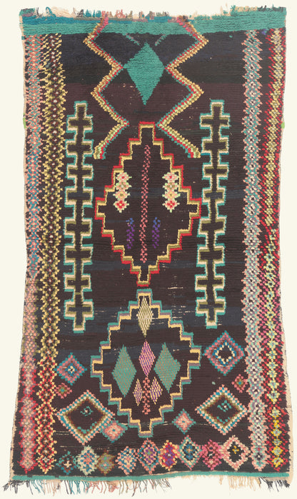 4 x 7 - Black Vintage Azilal Moroccan Rug - 22058
