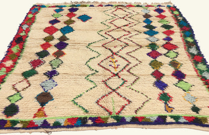 4 x 6 - Ivory Vintage Azilal Moroccan Rug - 22059