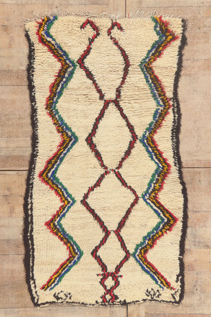 3 x 6 - Ivory Vintage Azilal Moroccan Rug - 22060