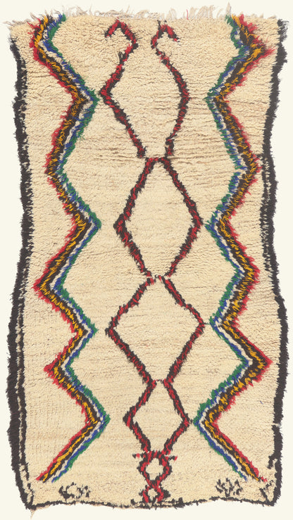 3 x 6 - Ivory Vintage Azilal Moroccan Rug - 22060