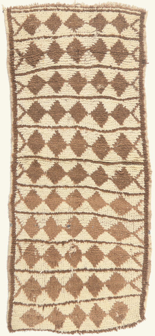 3 x 7 - Ivory Vintage Azilal Moroccan Rug - 22064