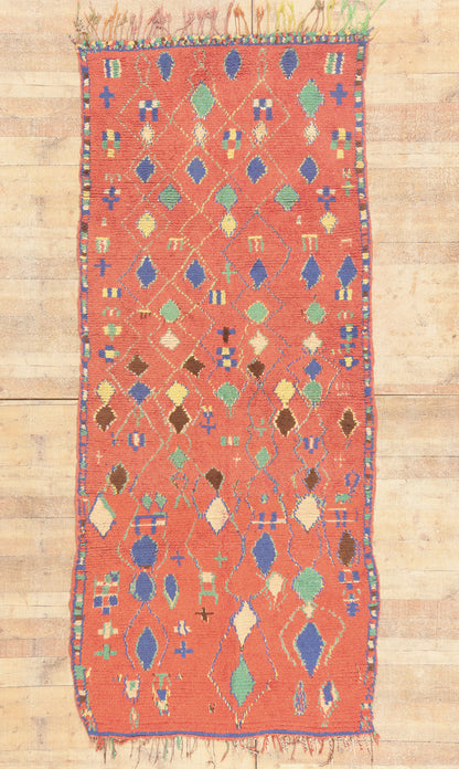 4 x 10 - Red Vintage Azilal Moroccan Rug - 22065