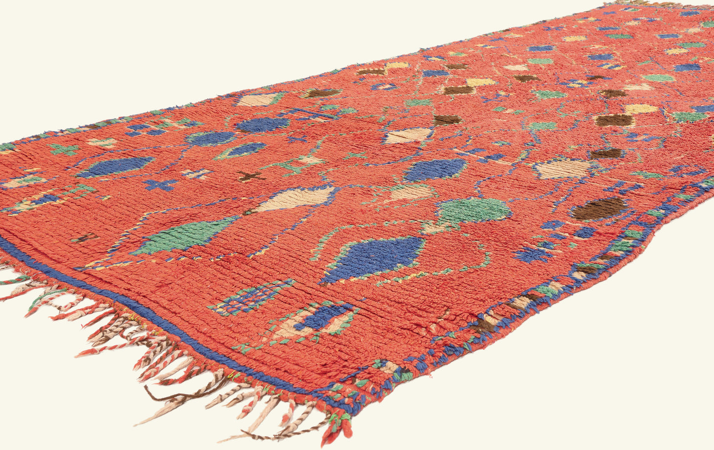 4 x 10 - Red Vintage Azilal Moroccan Rug - 22065