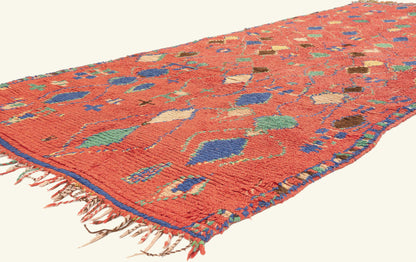 4 x 10 - Red Vintage Azilal Moroccan Rug - 22065