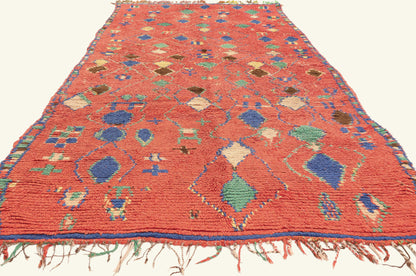 4 x 10 - Red Vintage Azilal Moroccan Rug - 22065