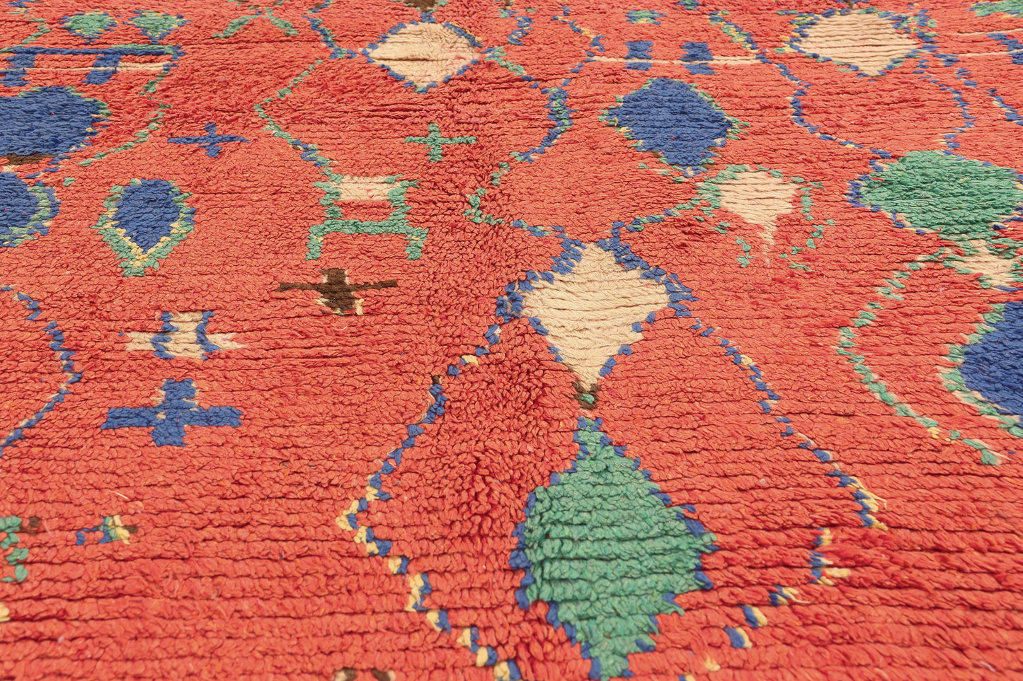 4 x 10 - Red Vintage Azilal Moroccan Rug - 22065