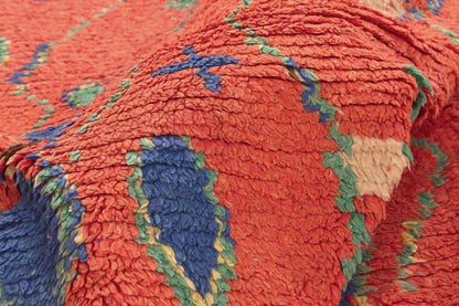 4 x 10 - Red Vintage Azilal Moroccan Rug - 22065