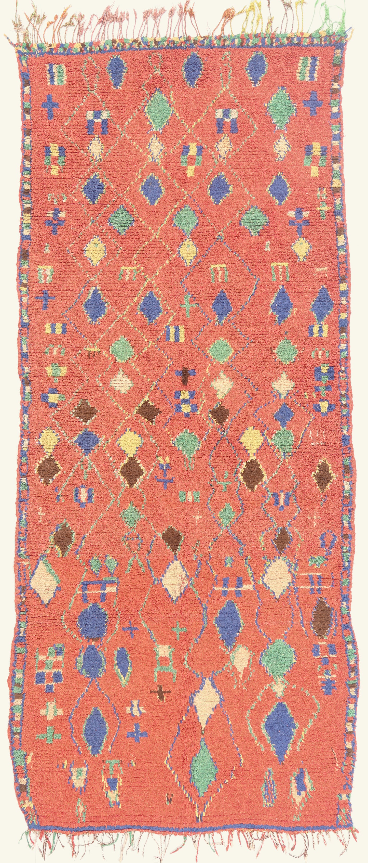 4 x 10 - Red Vintage Azilal Moroccan Rug - 22065