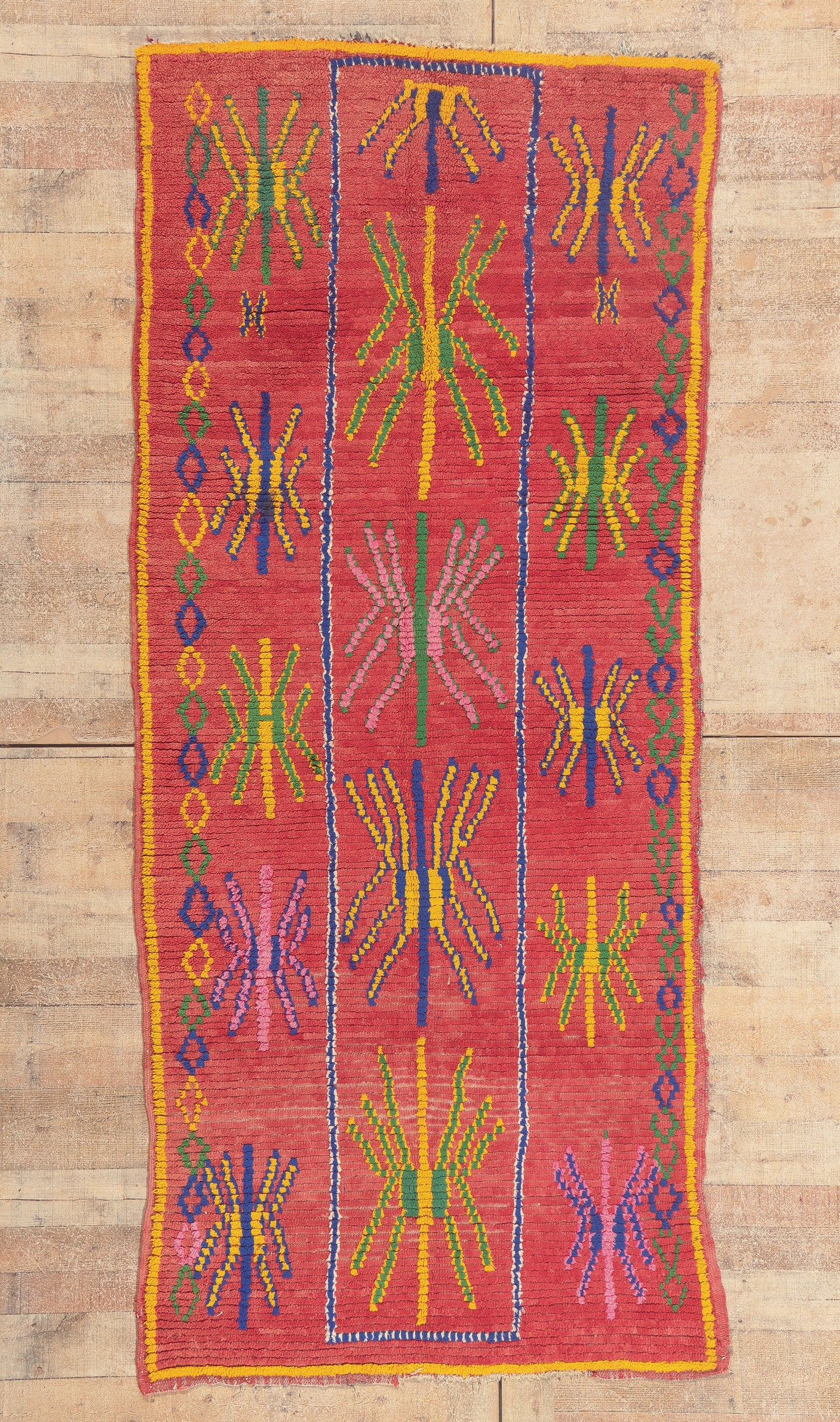 4 x 9 - Red Vintage Azilal Moroccan Rug - 22066