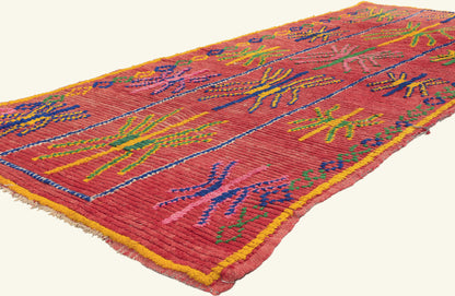 4 x 9 - Red Vintage Azilal Moroccan Rug - 22066