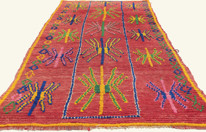 4 x 9 - Red Vintage Azilal Moroccan Rug - 22066