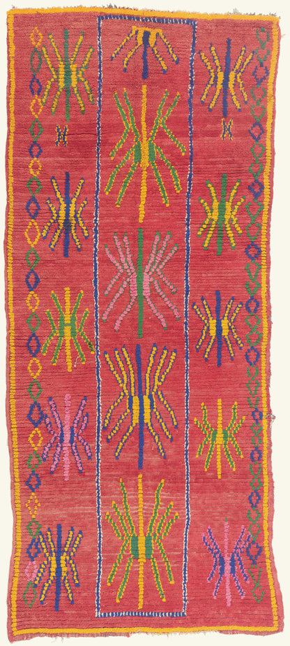 4 x 9 - Red Vintage Azilal Moroccan Rug - 22066
