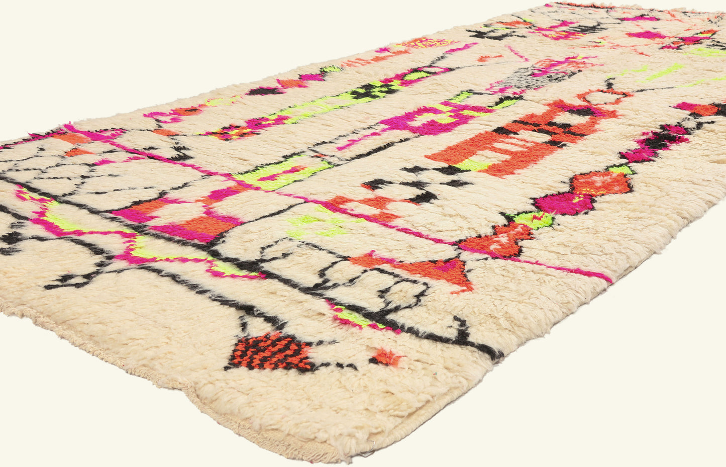 4 x 10 - Ivory Vintage Azilal Moroccan Rug - 22067