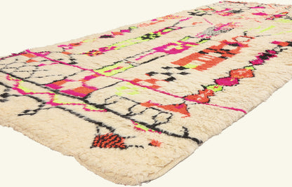 4 x 10 - Ivory Vintage Azilal Moroccan Rug - 22067