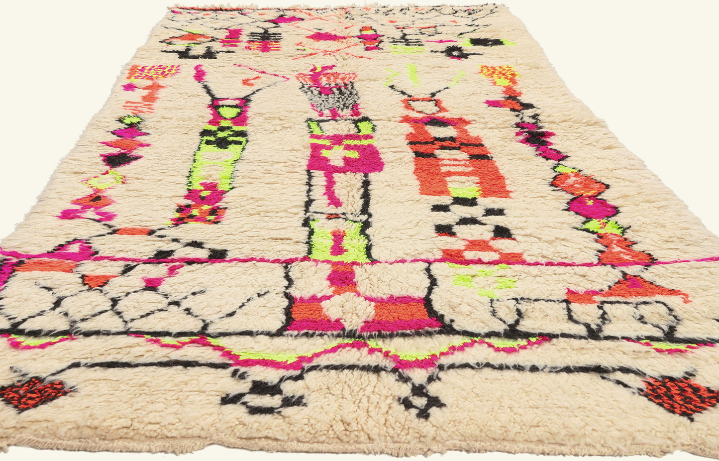 4 x 10 - Ivory Vintage Azilal Moroccan Rug - 22067
