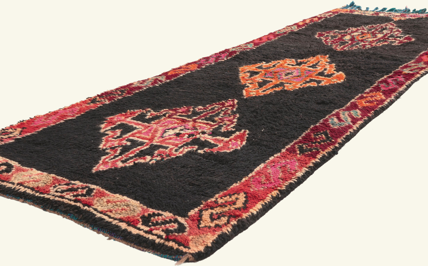 3 x 8 - Black Vintage Taznakht Moroccan Rug - 22068