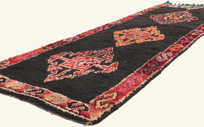 3 x 8 - Black Vintage Taznakht Moroccan Rug - 22068