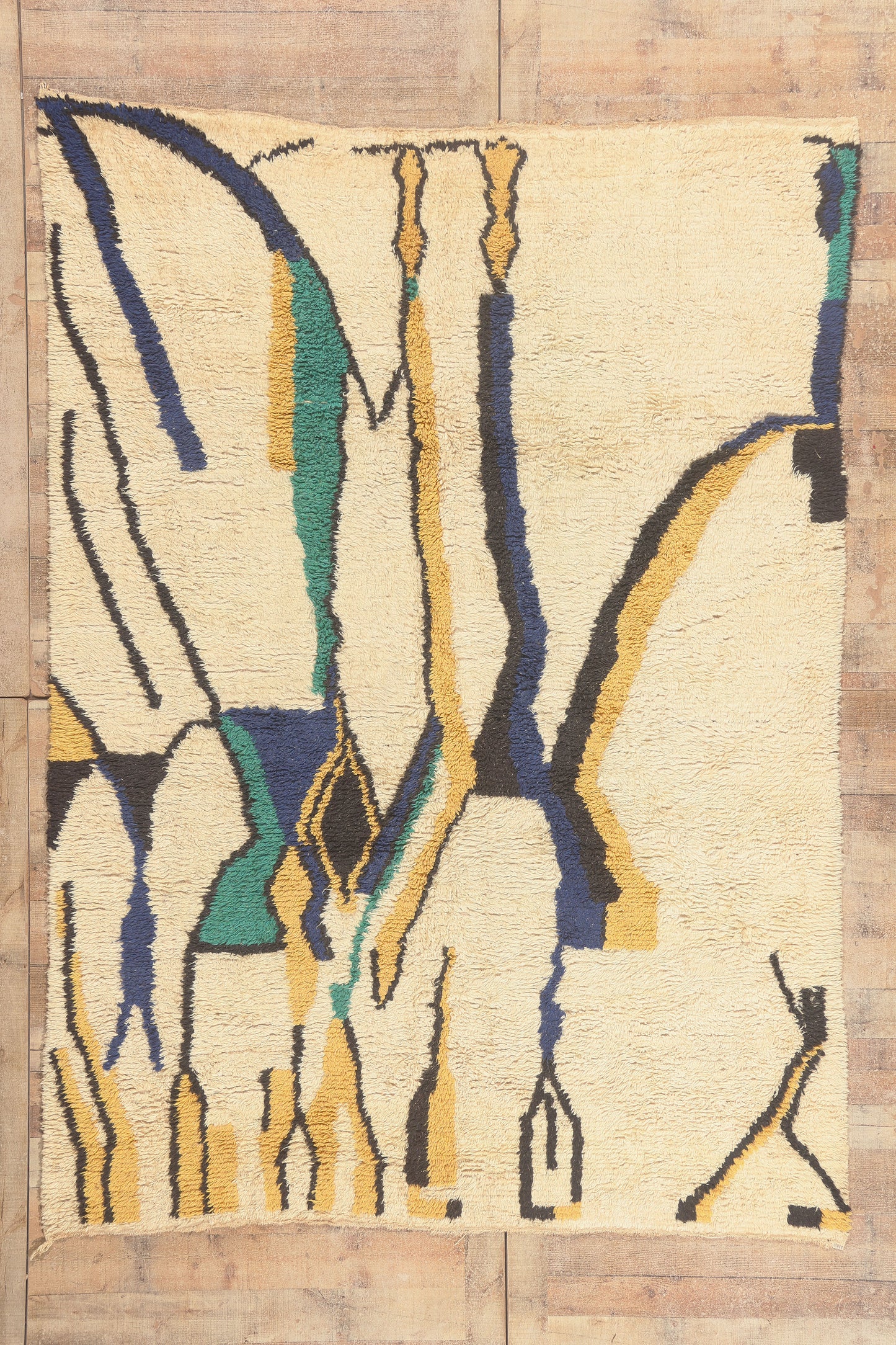 7 x 9 - Ivory Vintage Beni Ourain Moroccan Rug - 22069