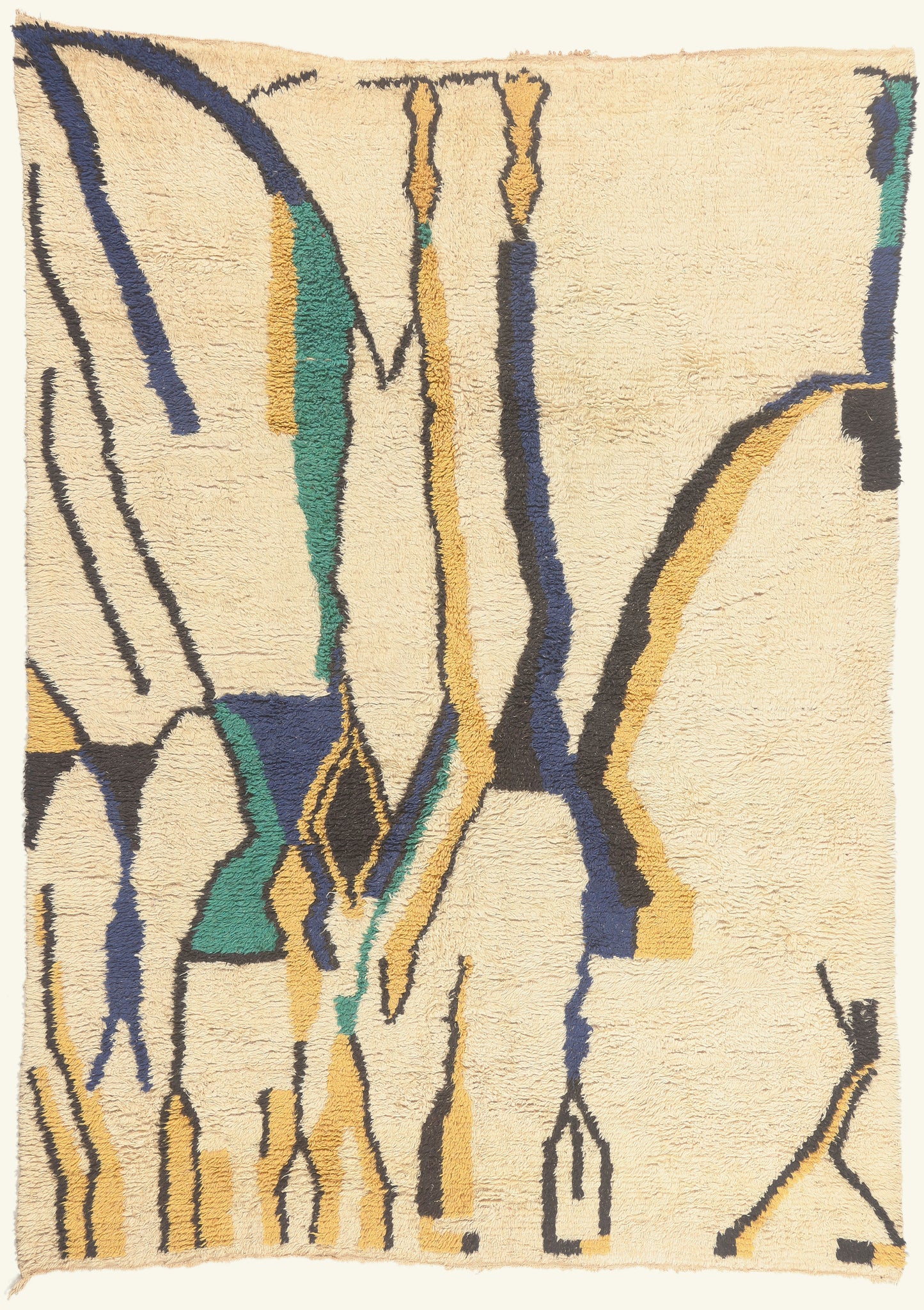 7 x 9 - Ivory Vintage Beni Ourain Moroccan Rug - 22069