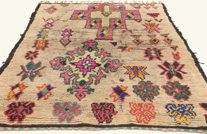 4 x 6 - Ivory Vintage Boujad Moroccan Rug - 22070