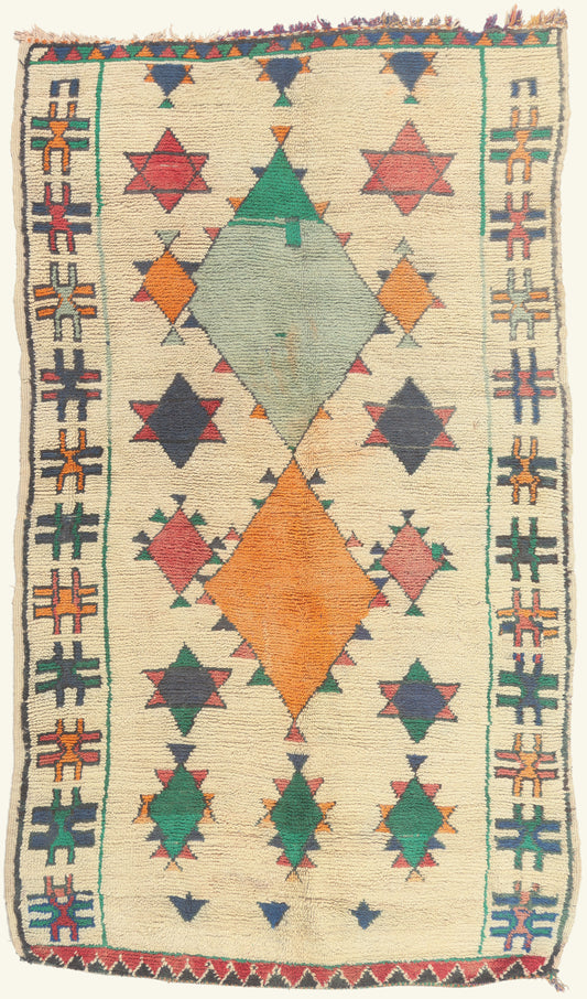 5 x 9 - Ivory Vintage Azilal Moroccan Rug - 22072