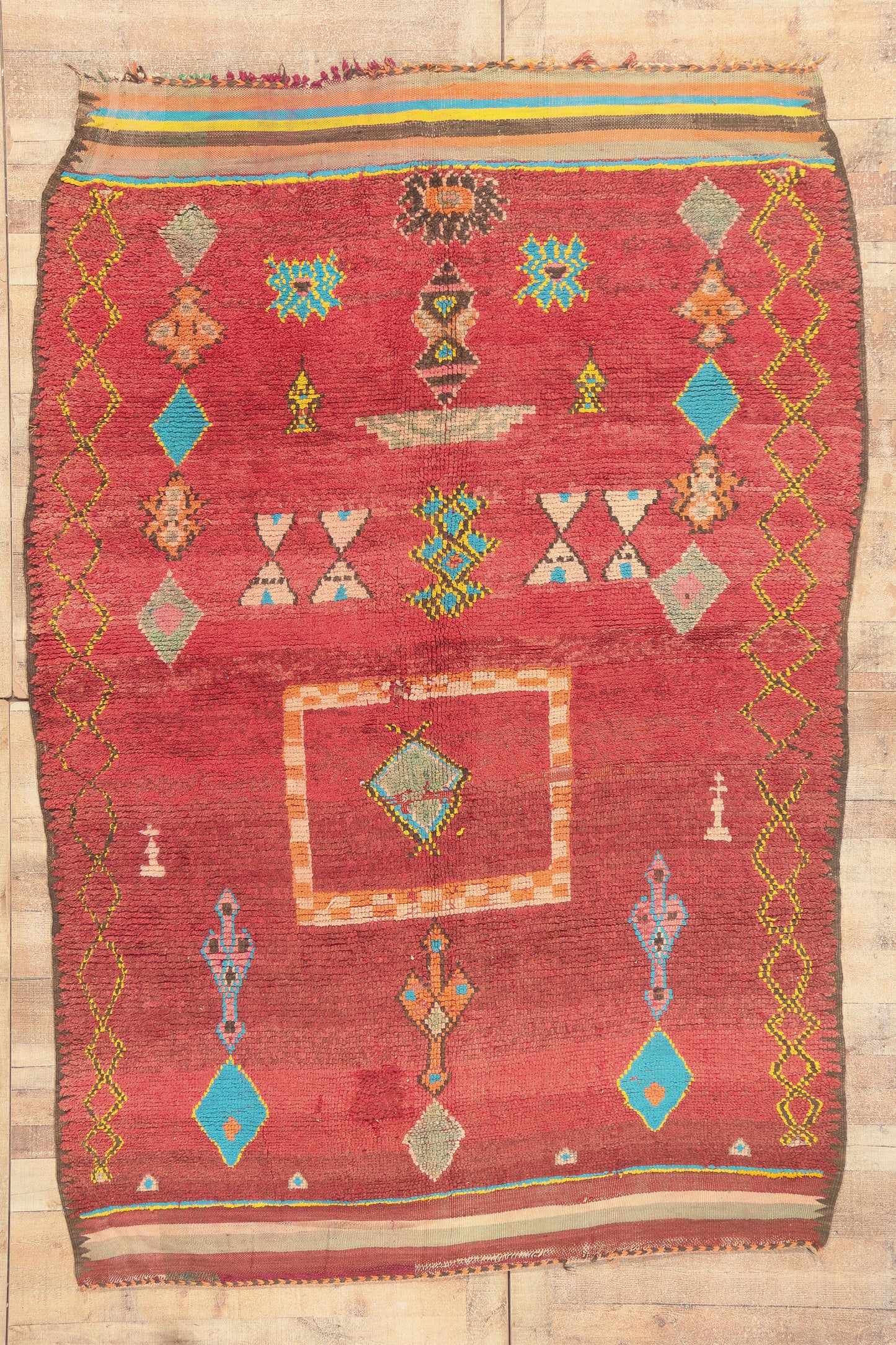 7 x 10 - Red Vintage Taznakht Moroccan Rug - 22073