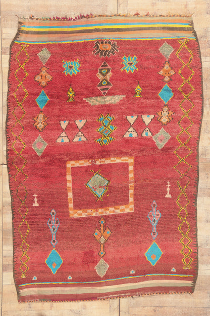 7 x 10 - Red Vintage Taznakht Moroccan Rug - 22073