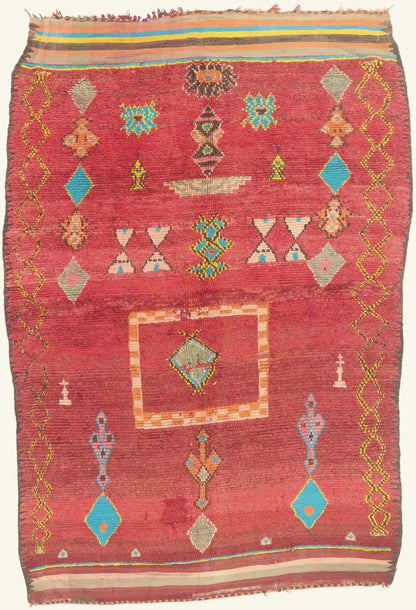 7 x 10 - Red Vintage Taznakht Moroccan Rug - 22073