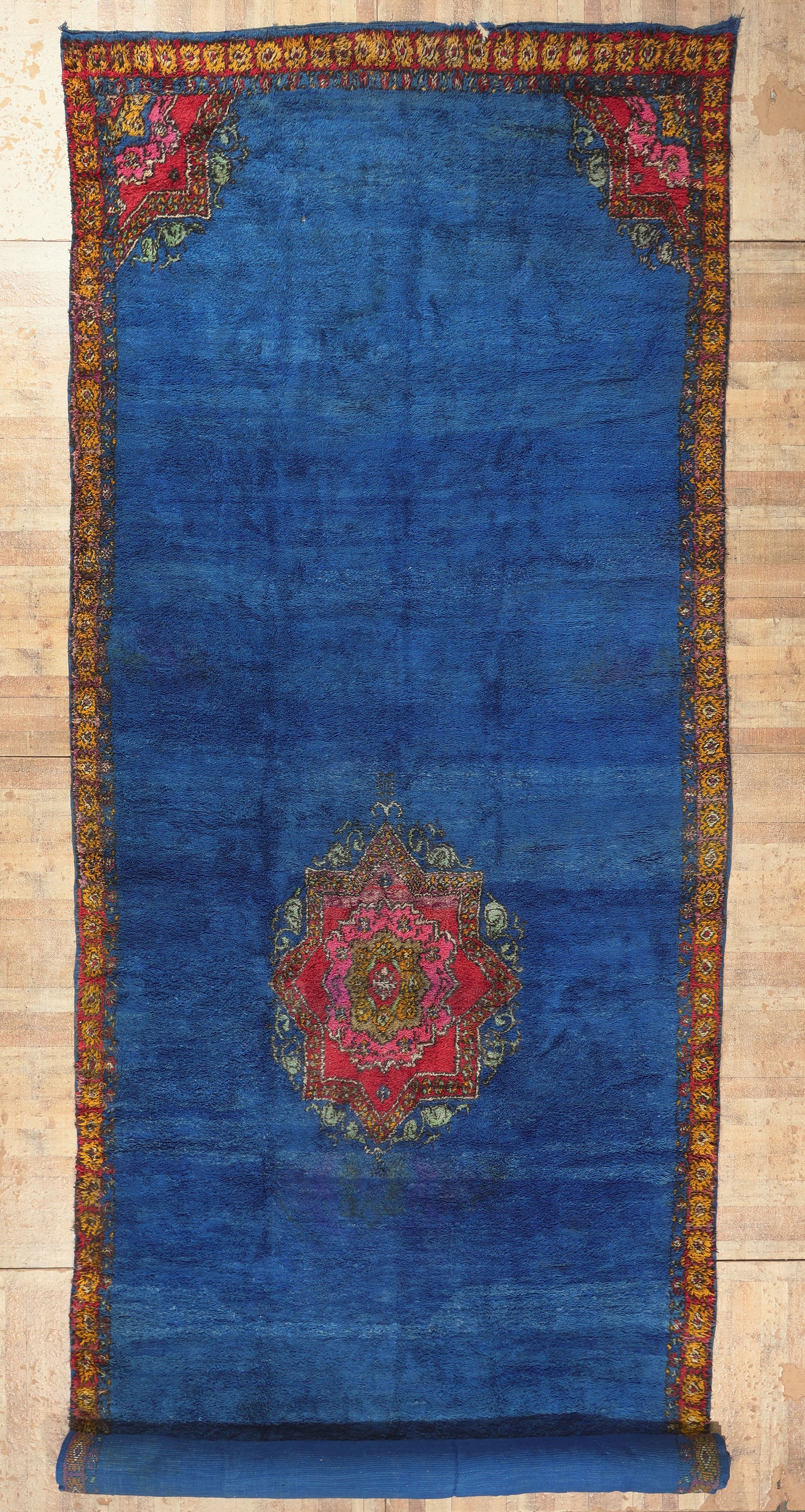 10 x 28 - Blue Vintage Beni MGuild Moroccan Rug - 22075