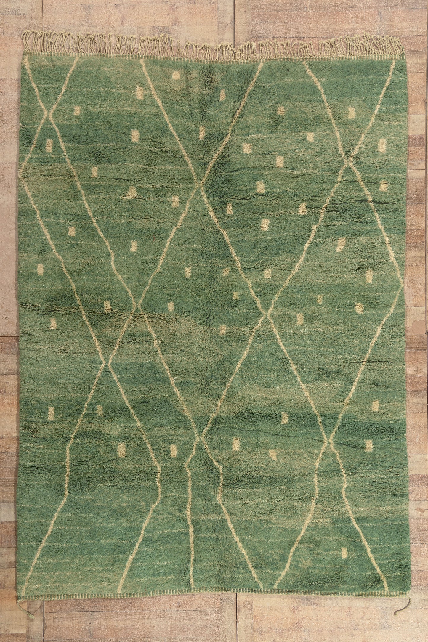 8 x 11 - Green New Beni Mrirt Moroccan Rug - 22077