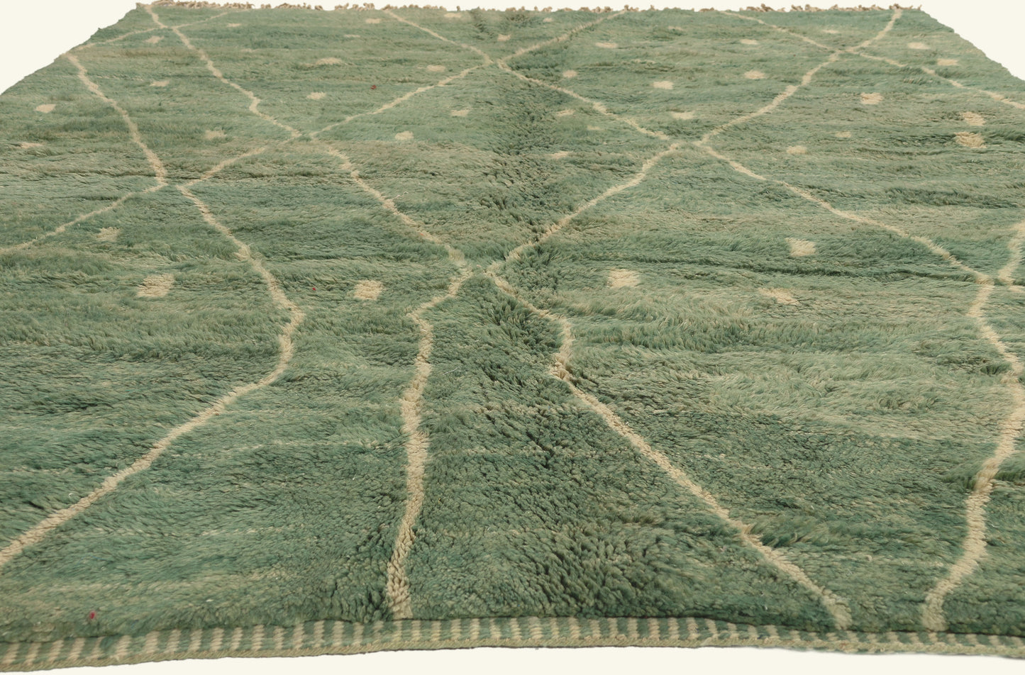 8 x 11 - Green New Beni Mrirt Moroccan Rug - 22077