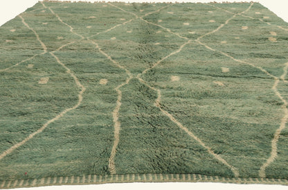 8 x 11 - Green New Beni Mrirt Moroccan Rug - 22077