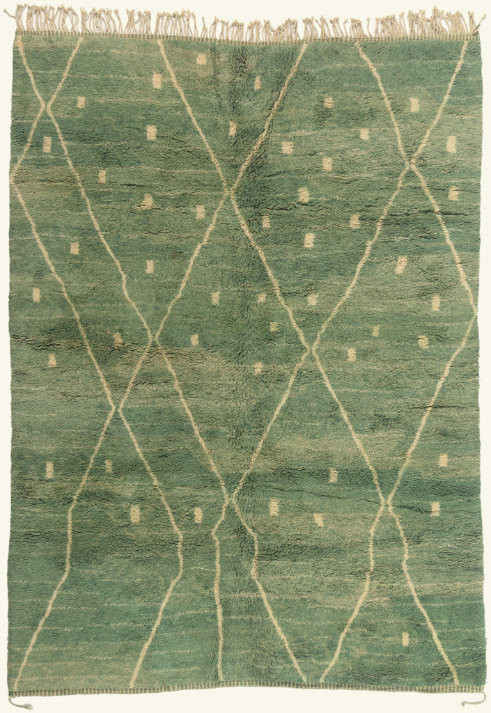 8 x 11 - Green New Beni Mrirt Moroccan Rug - 22077
