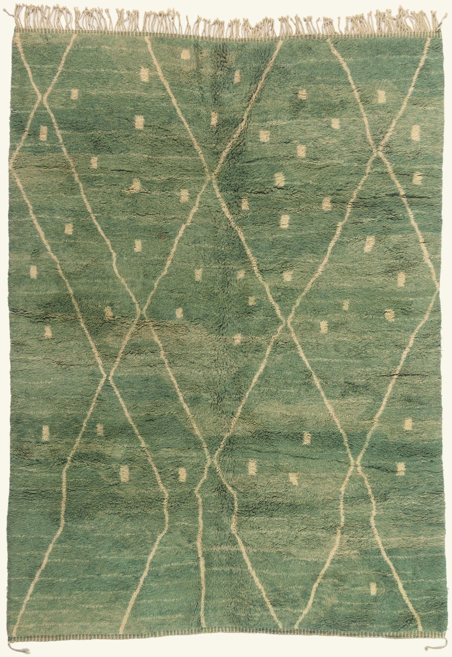 8 x 11 - Green New Beni Mrirt Moroccan Rug - 22077