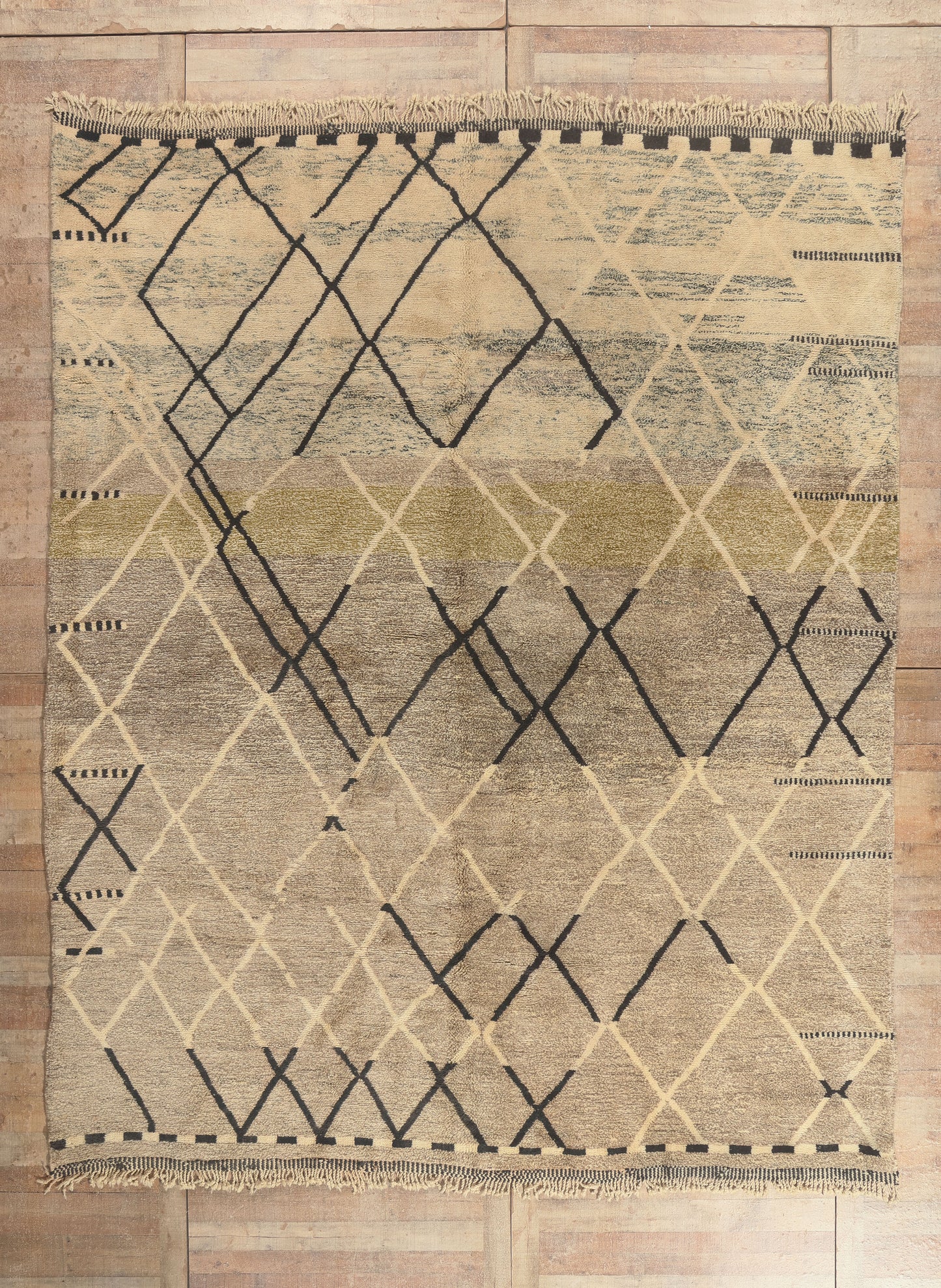 11 x 13 - Beige New Beni Mrirt Moroccan Rug - 22082