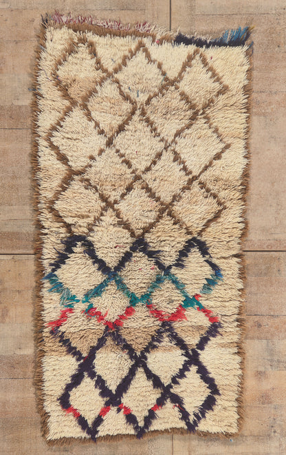 3 x 5 - Ivory Vintage Azilal Moroccan Rug - 22083