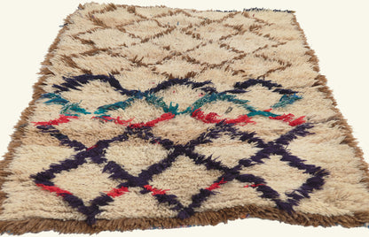 3 x 5 - Ivory Vintage Azilal Moroccan Rug - 22083
