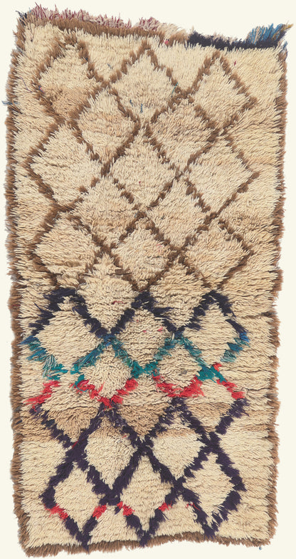 3 x 5 - Ivory Vintage Azilal Moroccan Rug - 22083