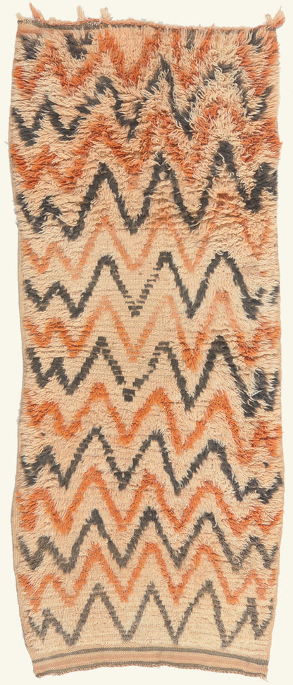 3 x 6 - Ivory Vintage Azilal Moroccan Rug - 22086