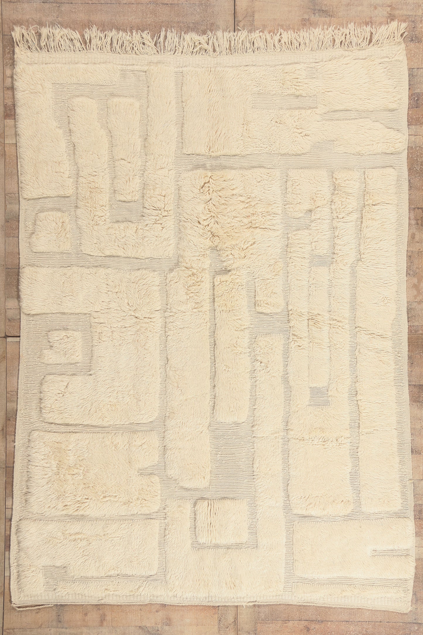 7 x 10 - Ivory New Beni Mrirt Moroccan Rug - 22107