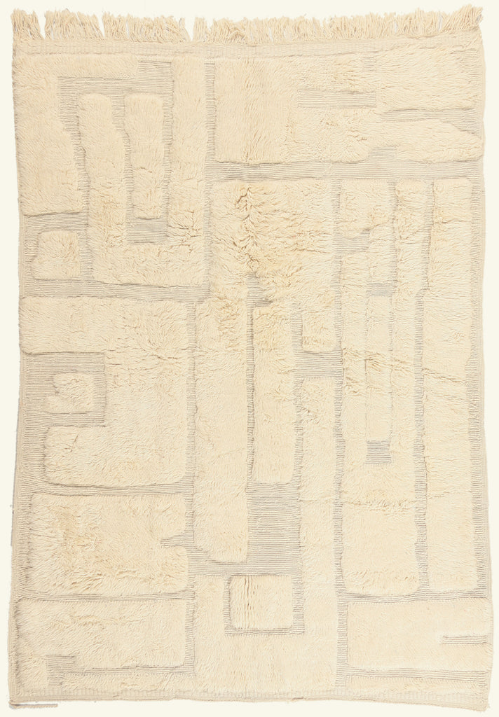 7 x 10 - Ivory New Beni Mrirt Moroccan Rug - 22107