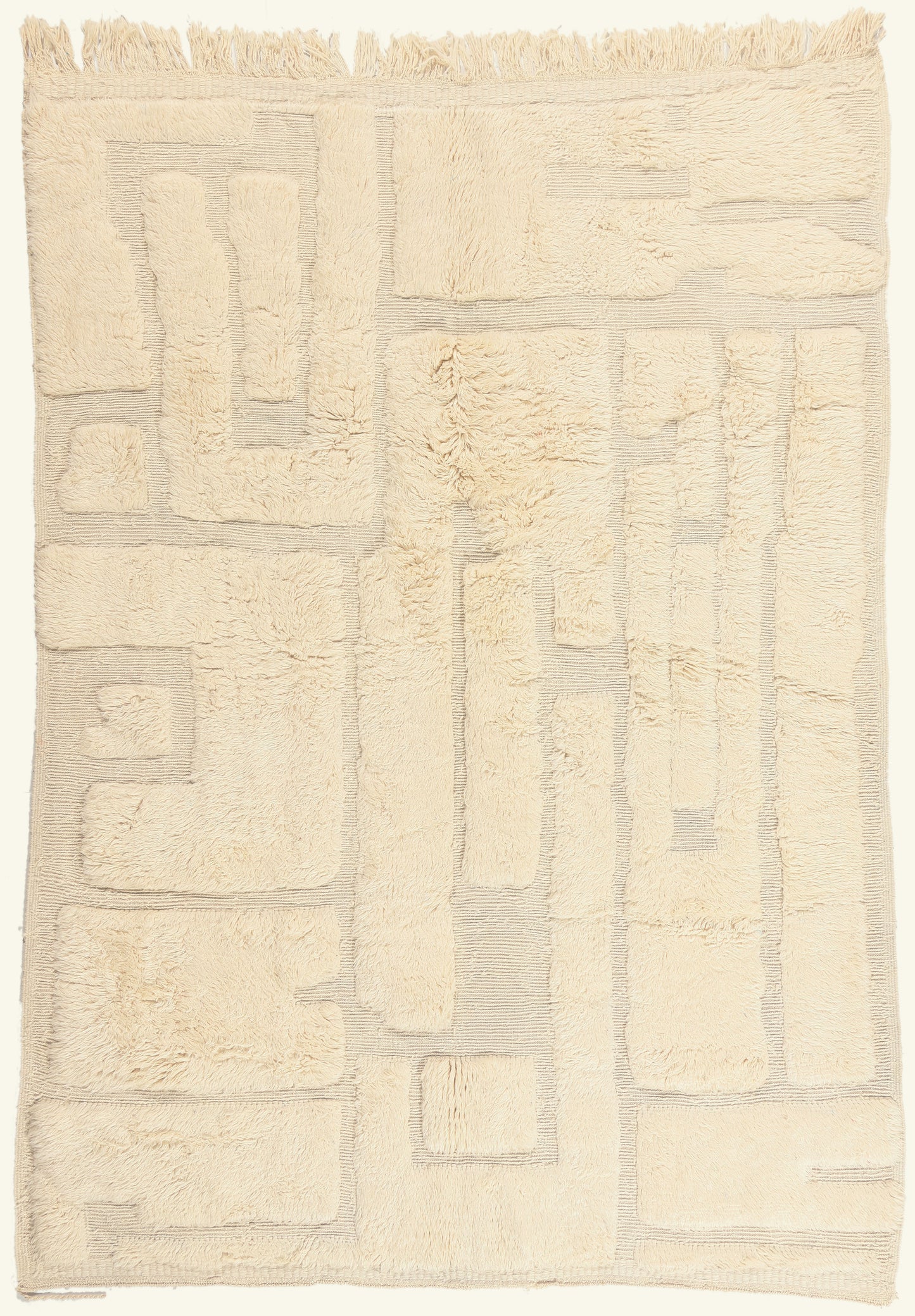 7 x 10 - Ivory New Beni Mrirt Moroccan Rug - 22107