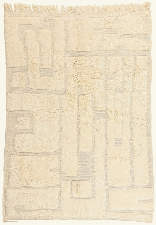 7 x 10 - Ivory New Beni Mrirt Moroccan Rug - 22107