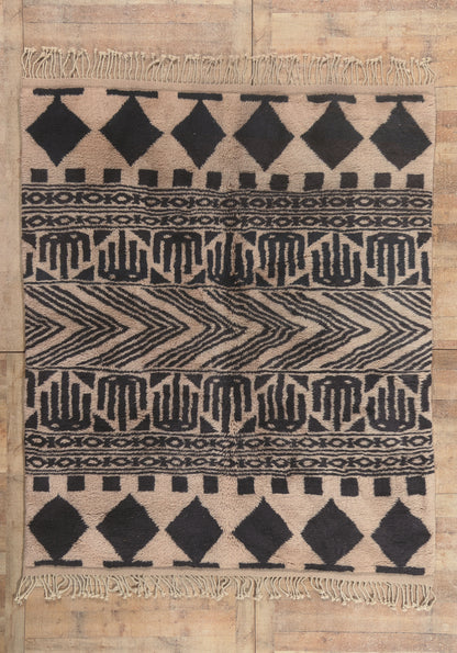 7 x 9 - Tan New Beni Mrirt Moroccan Rug - 22108