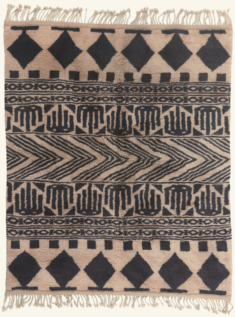 7 x 9 - Tan New Beni Mrirt Moroccan Rug - 22108